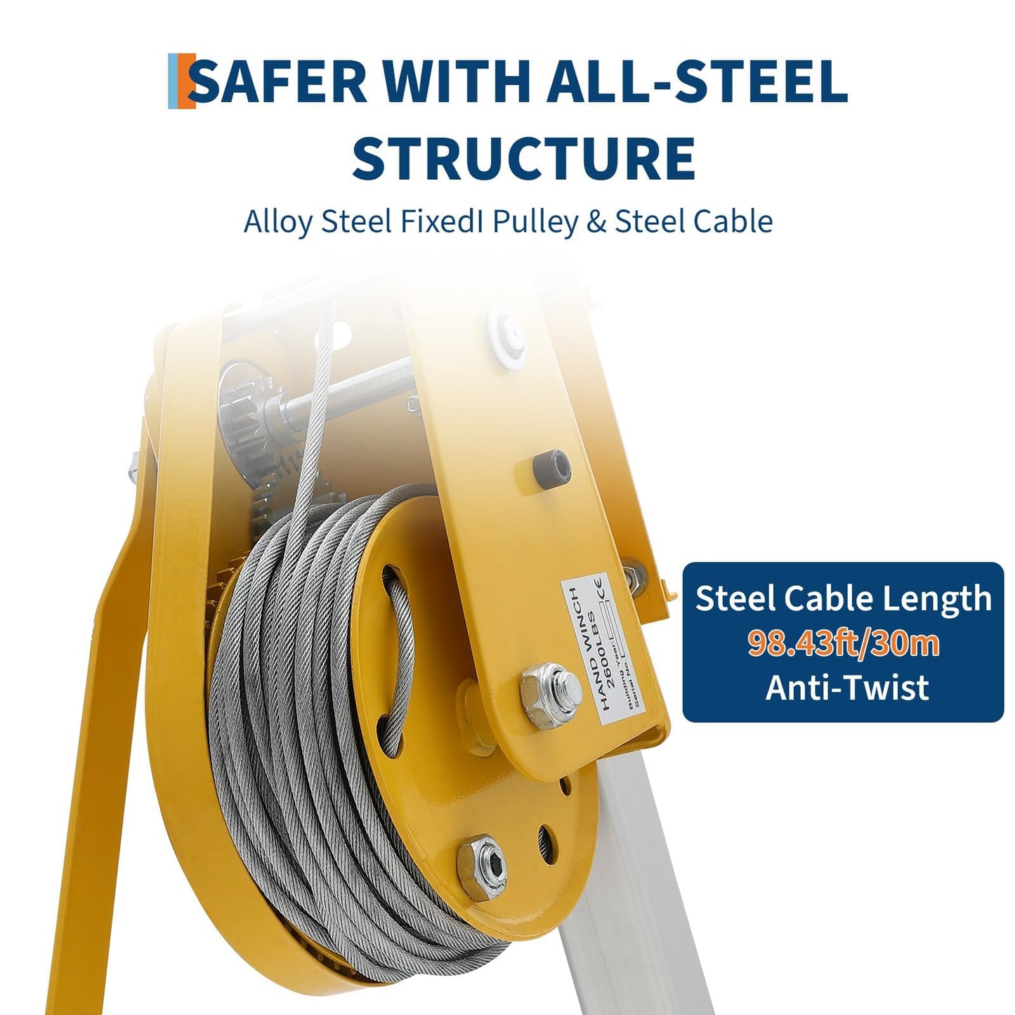 Confined Space Tripod Kit with 1200 Lb Winch, 8 Ft Adjustable Tripod Stand, 98 in Steel Cable, 440 Lb Load Capacity, Rescue & Fall Protection System, Storage Bag for Traditional Confined Spaces