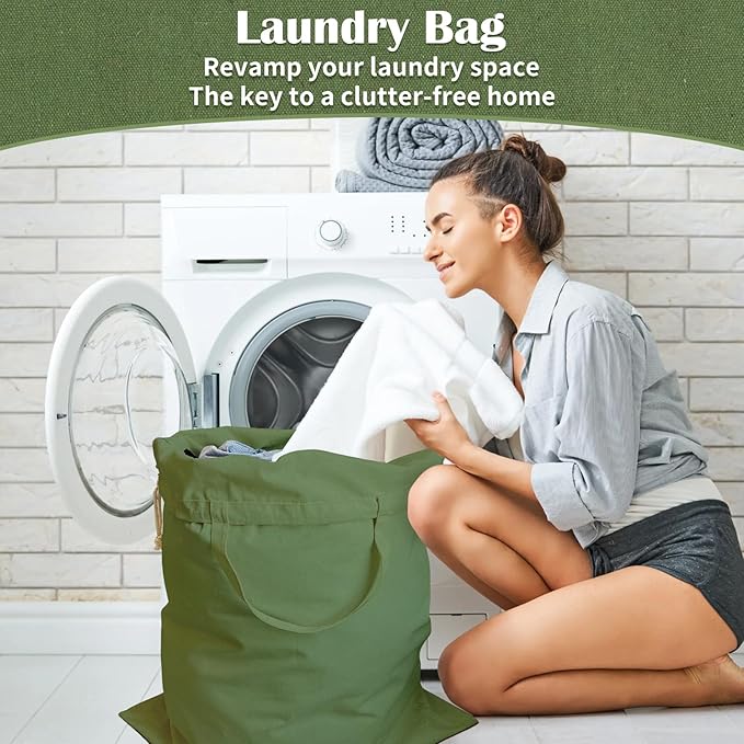 Canvas Laundry Bag 33"Wx 35"H, Thick Cotton Laundry Bag