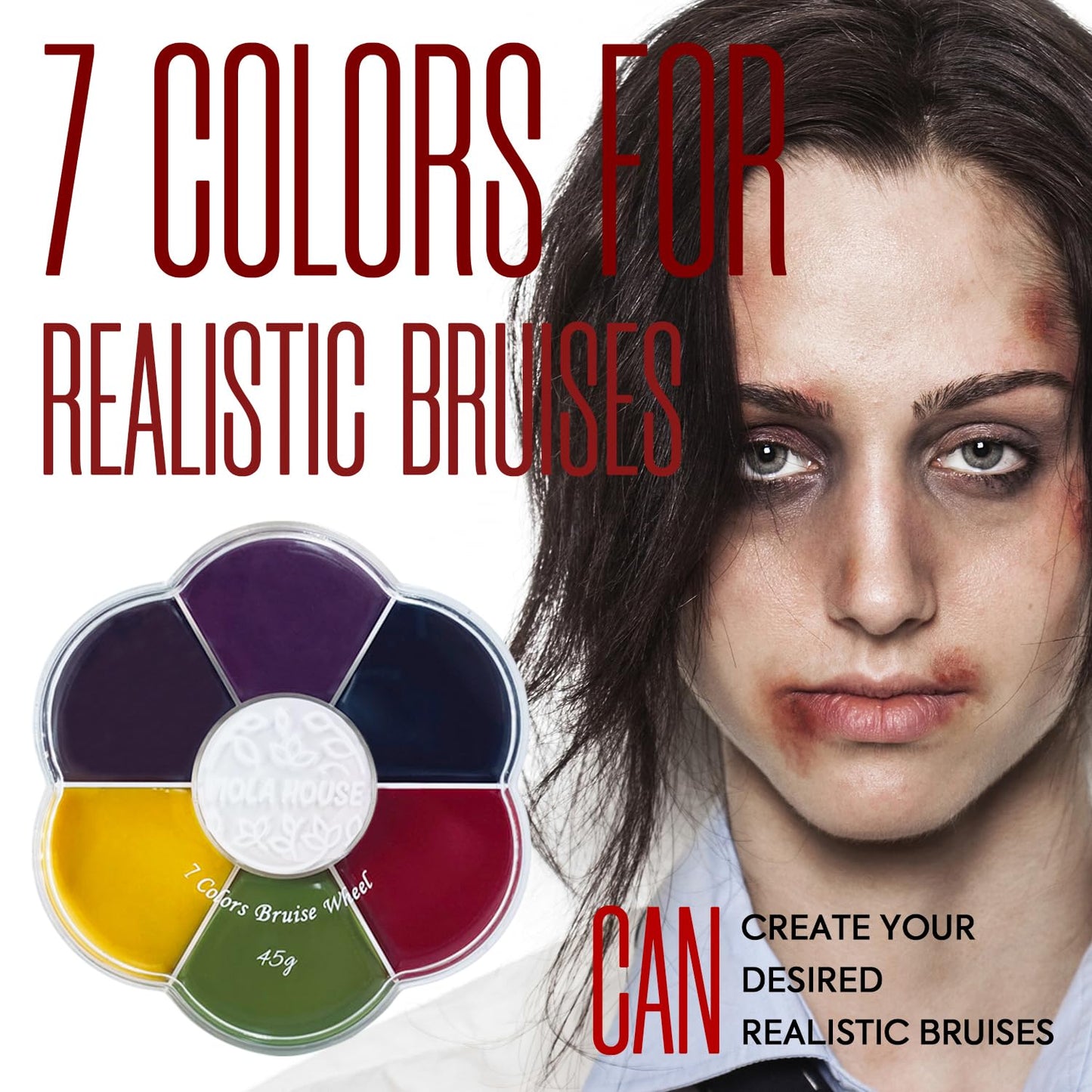 VIOLA HOUSE SFX Makeup Kit, Halloween Special Effects Makeup, 6 Colors Bruise Wound Face Body Paint + Scar Wax + Scar Oil + Liquid Latex + Fake Blood + Spatula + Stipple Sponge + Brush.