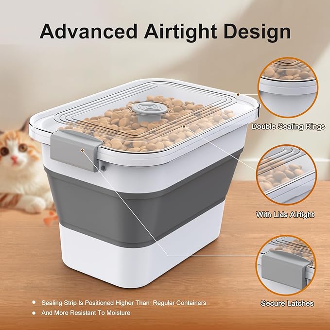 Dog Food Storage Container, 15-23 Lbs Collapsible Dog Food Container
