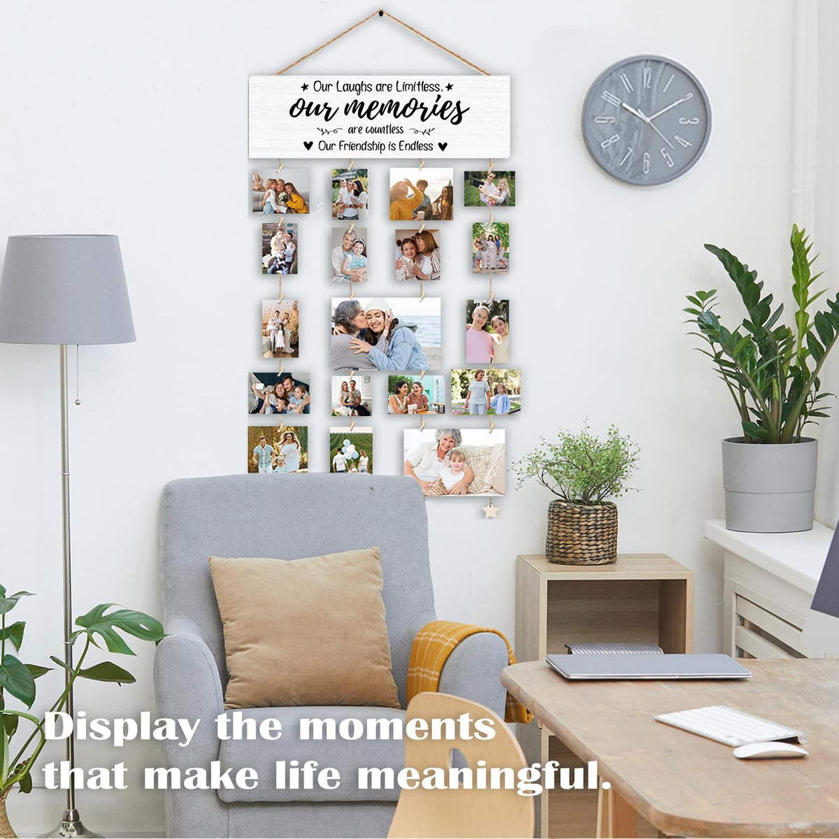YZSLA Friendship Gifts for Women Best Friend Picture Frames-Our Laughs are Limitless,Our Memories are Countless,Our Friendship is Endless Collage Photo Hanging Display Picture Board Bedroom Wall Decor