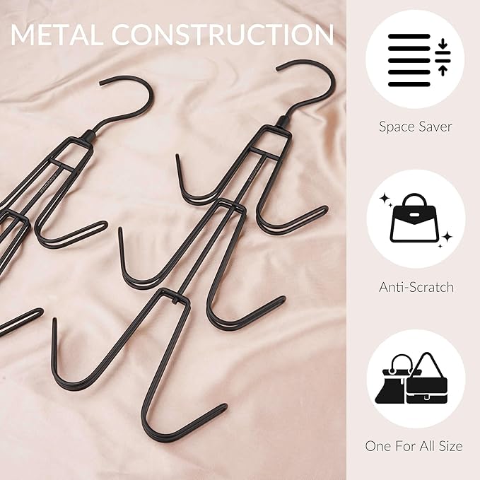ZEDODIER Purse Organizer for Closet, 3 Pack Rotatable Sturdy Purse Hanger Bag