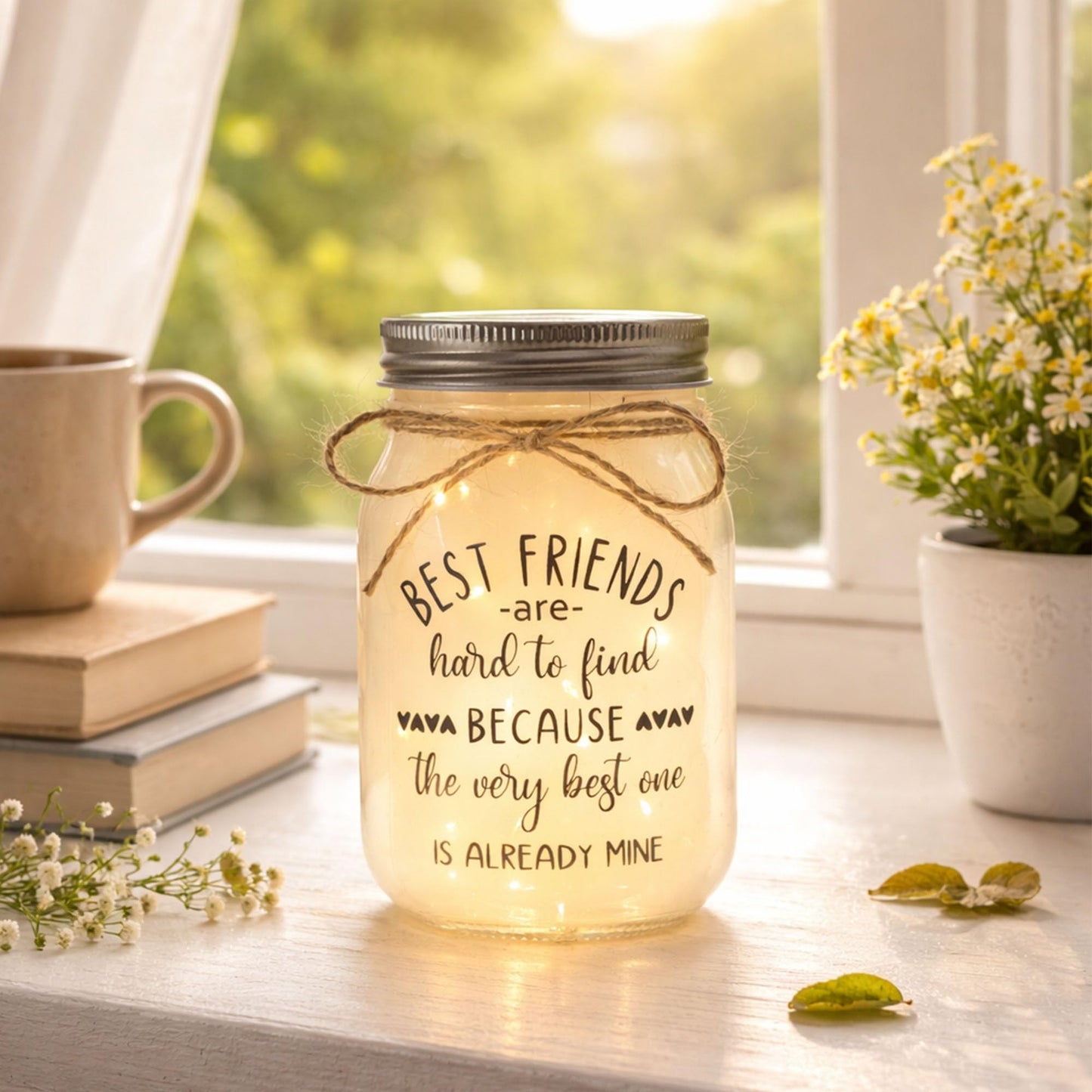 Friendship Gifts for Friend - Mason Jar Night Lights with 10 Warm Lights, Women Birthday Gift for Best Friends, BFF, Bestie Christmas Gift Idea