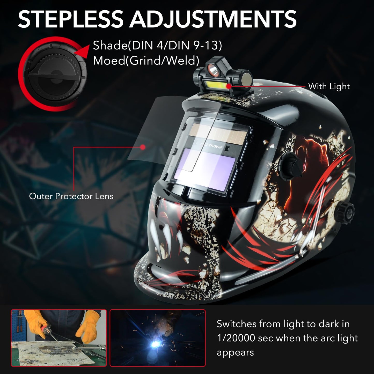 TRQWH Portable Welder Machine 110V ARC Handheld Welder & Auto Darkening Welding Helmet