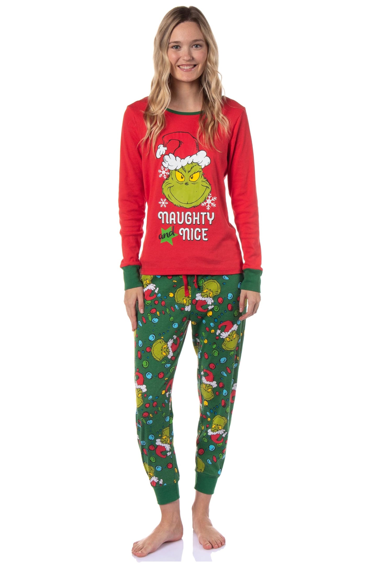 Dr. Seuss How GRINCH Stole Christmas Lights Sleep Pajama Set (Womens', Medium)