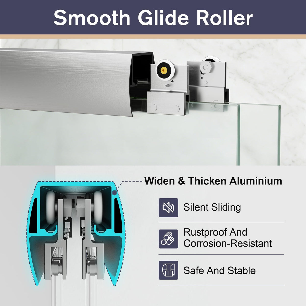 EASYWORC Double Sliding Shower Door, 55"-60" W x 70" H Semi-Frameless Frosted Shower Door, 1/4'' (6mm) Frosted SGCC Tempered Glass with Nano Coating and Explosion-Proof Film, Brushed Nickel