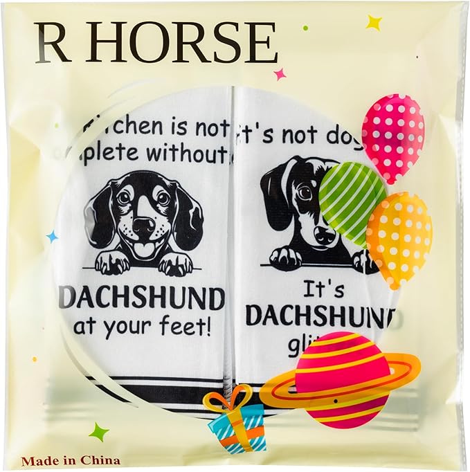 R HORSE Dachshund Kitchen Dish Towel
