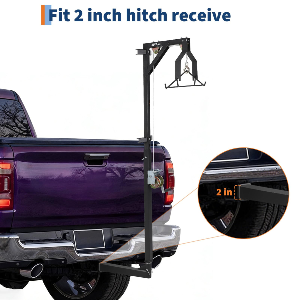 GarveeTech 500LBS Heavy-Duty Deer Hoist Kit with Winch & Gambrel, Hitch Game Hoist with Lifting Platform – 360° Swivel & Adjustable Height for, Skinning & Game Processing