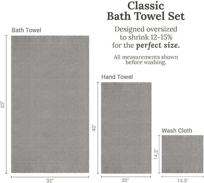 GILDEN TREE Waffle Towel Set Quick Dry Thin | 2 Bath Towels | 2 Hand Towels | 2