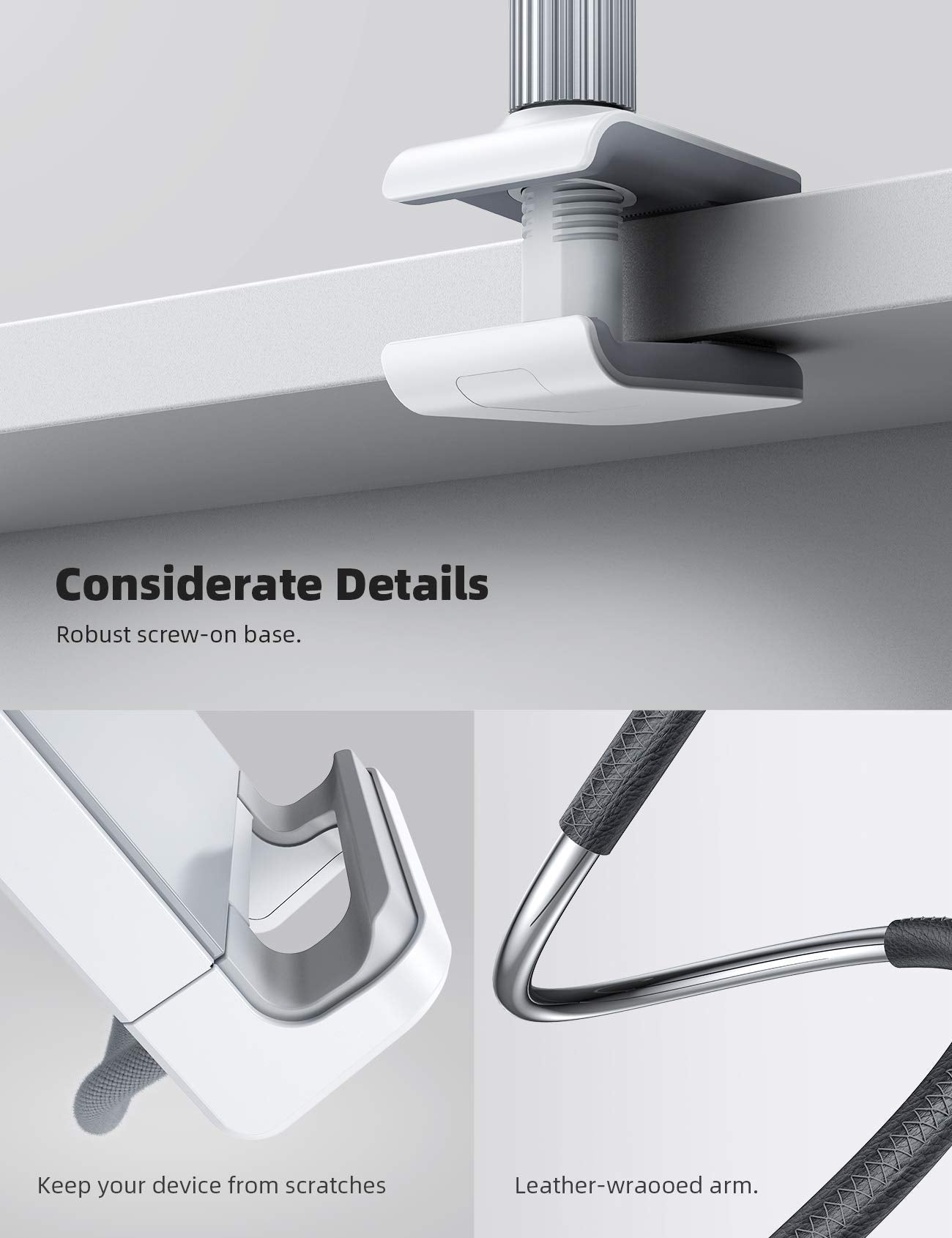 Lamicall Gooseneck Tablet Holder Mount : Flexible Arm Clip Tablet Stand for Bed, Desk Mount Gifts, Compatible with iPad Pro 11", Mini Air, Galaxy Tabs More 4.7 to 10.5" Phones and Tablets