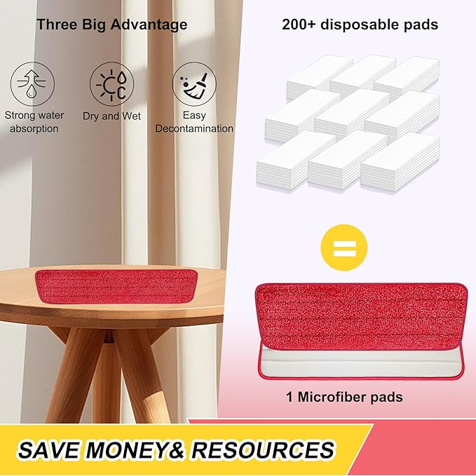 16.5 inch Reusable Mop Pads Microfiber Spray Mop Replacement Heads