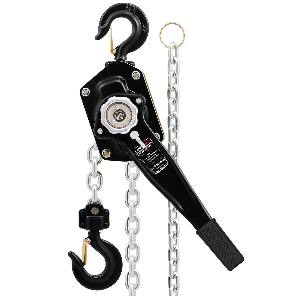 CREWORKS Lever Chain Hoist, 3 Ton 6600 lb Capacity 10 ft Manual Chain Hoist with G80 Galvanized Chain & Swivel Hooks, Heavy Duty Manual Lever Hoist for Construction Warehouse Automotive Factory