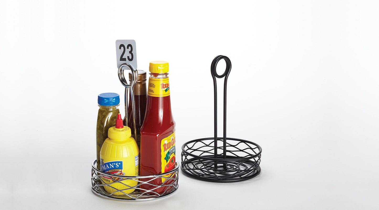 American Metalcraft RBNC26 Small Round Birdnest Condiment Rack, Black, 6-Inch Diameter