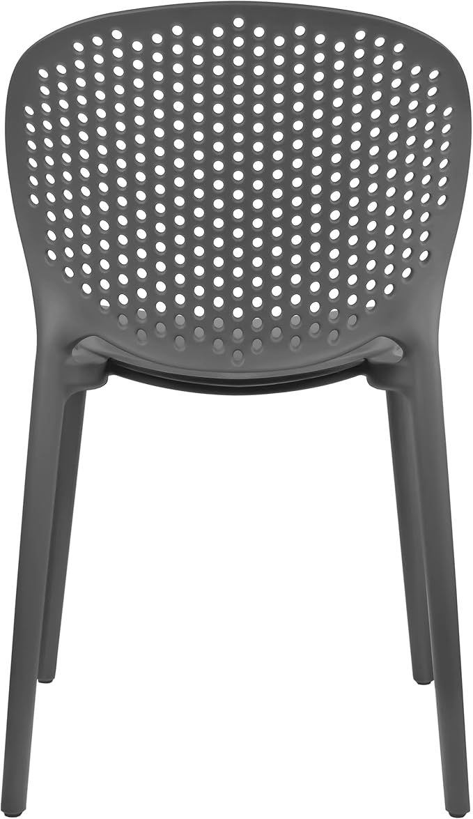 2xhome Set of 3 Patio Dining Chairs | Modern Stackable Outdoor Pool Side Chair | Weather Resistant Plastic for Yard, Porch, Balcony, Kitchen, Gray