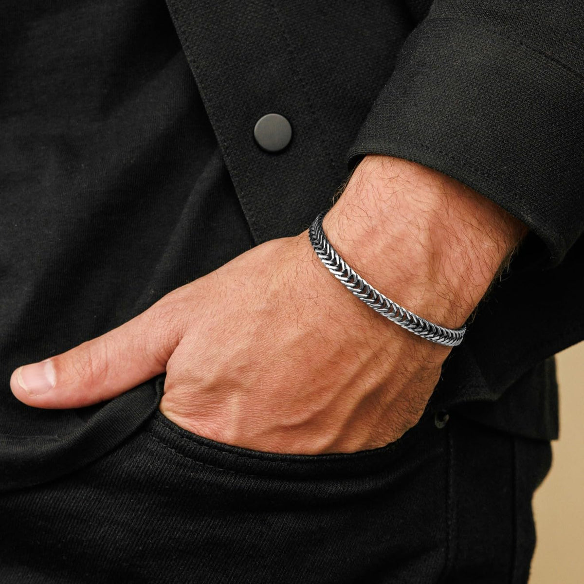 Galis Chain Bracelets For Men - Premium Stainless Steel Mens Bracelet, Silver Plated Non Tarnish Bracelet - This Snake Chain, Stylish Gifts For Him 7"