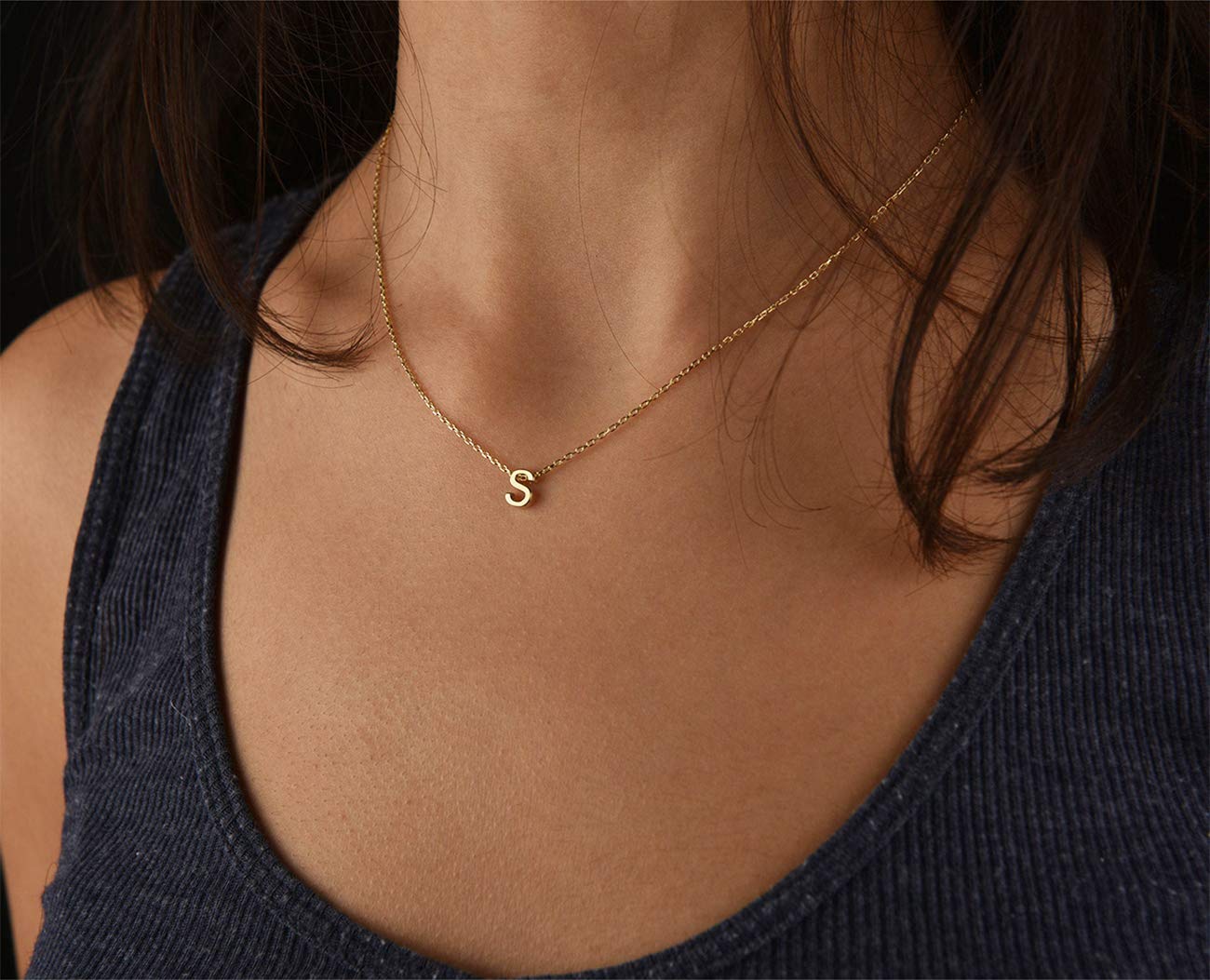 Scaleer Small Initial Necklace 18K Gold Plated Stainless Steel Tiny Letter L Necklace Personalized Monogram Name Necklace for Women