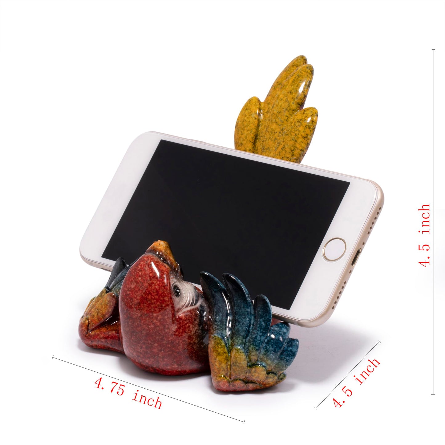 Hodao Cute Parrot Phone Stand Holder for Desk – Ocean & Animal Figurine Phone Holder Decoration Unique Gift for Friends, Family, Office & Home Decor (Red-Parrot)