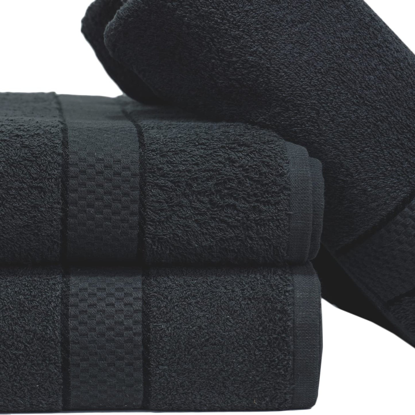 Casabella Pack of 2 Large Jumbo Bath Sheets 100% Egyptian Combed Cotton Big Beautiful Towels_Black_2pcs