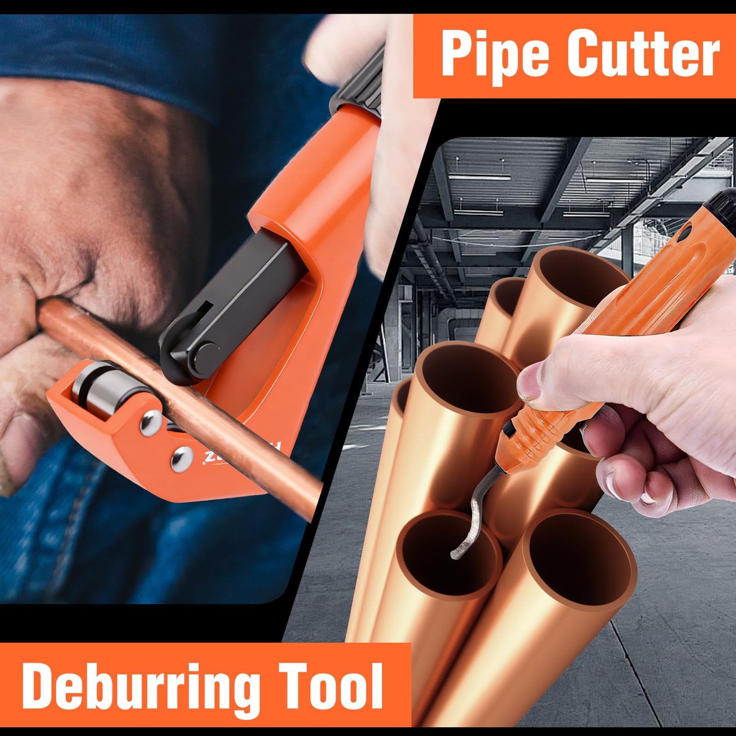 HZLZRZ Pro Press Copper Pipe Crimper Tool Kit with 3 Dies (1/2" 3/4" 1") for Plumbing & Water Heating, Includes Copper Tube Cutter and Burr Tool (YQK/1632D)