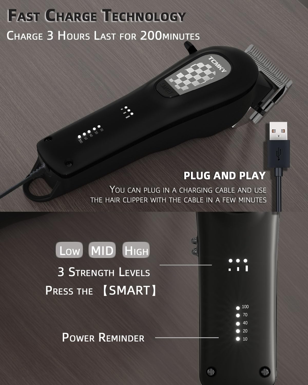 Hair Clippers for Men Professional Clippers for Men Cordless&Corded Barber Clippers for Hair Cutting & Grooming. Rechargeable Hair Trimmer Kit for Household (Red)