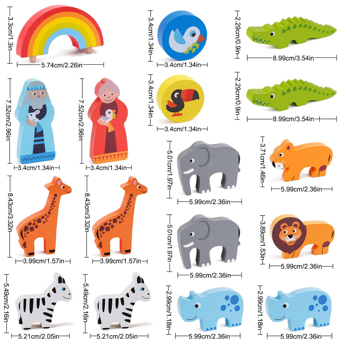 KMTJT Toddlers Wooden Noah's Ark Toy Animal Playset, Baptism Gifts for 1 2 3 Boys Girls, Shape Sorter Early Learning Montessori Toys with Bible Story Book for 12 18 24 Months Babies