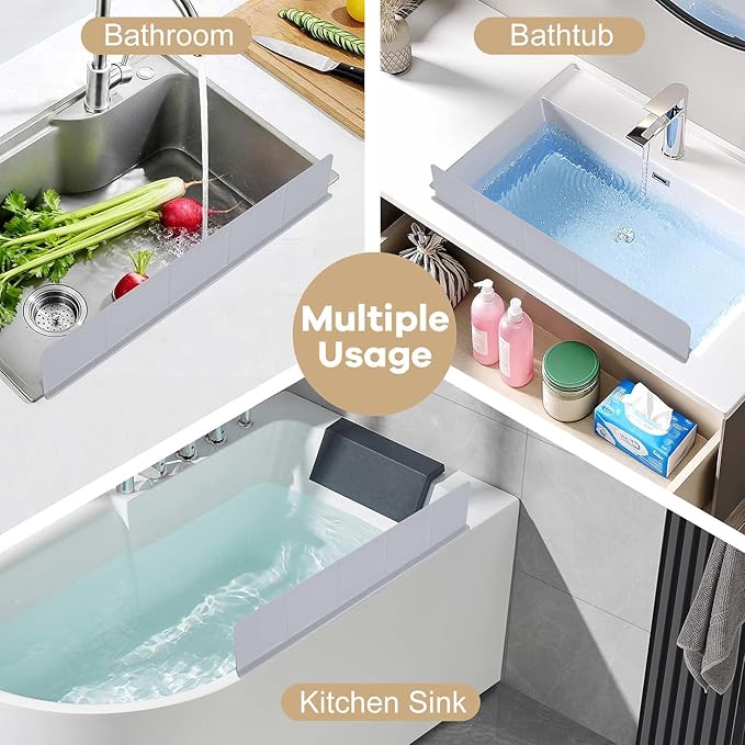 Sink Splash Guard with Suction Cups, Silicone Water Guard