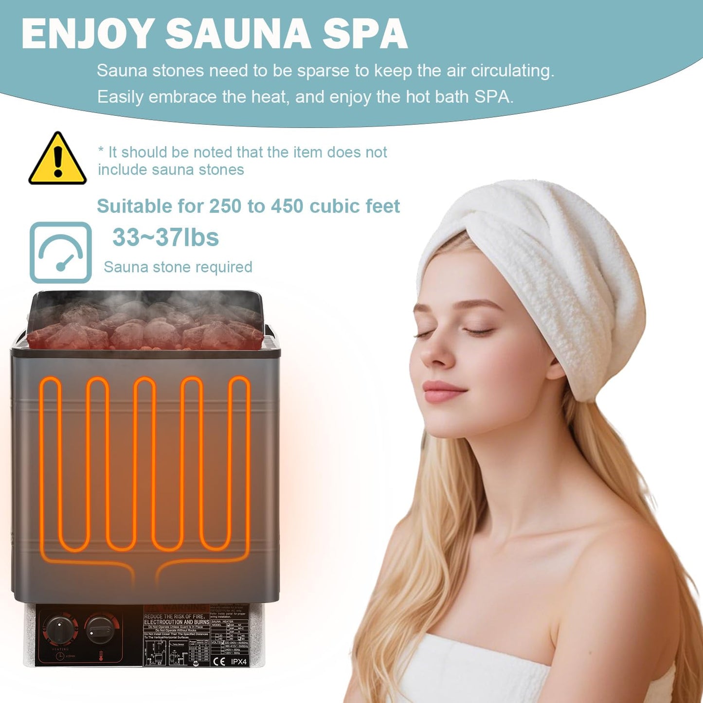 Vanbolt Sauna Heater-Electric Sauna Heaters 220V 9KW,Dry Sauna Heater with Built-in Controller,Suitable for SPA Houses,Home,Hotels Dry Saunas Built-in Controller,Suitable 420 Cu.Ft (9KW 220V)