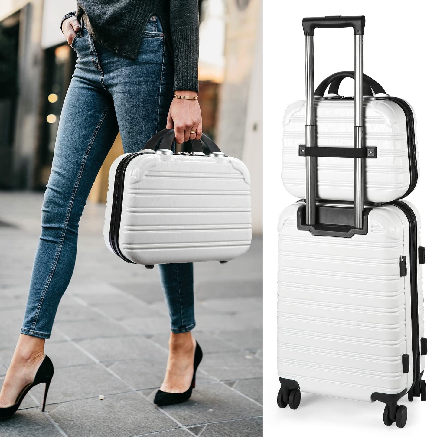 JZRTravel 14-Inch Makeup Train Case Hardshell PC+ABS Travel Cosmetic Organizer, Makeup Storage Box for Toiletry Durable Portable Gifts for Women.