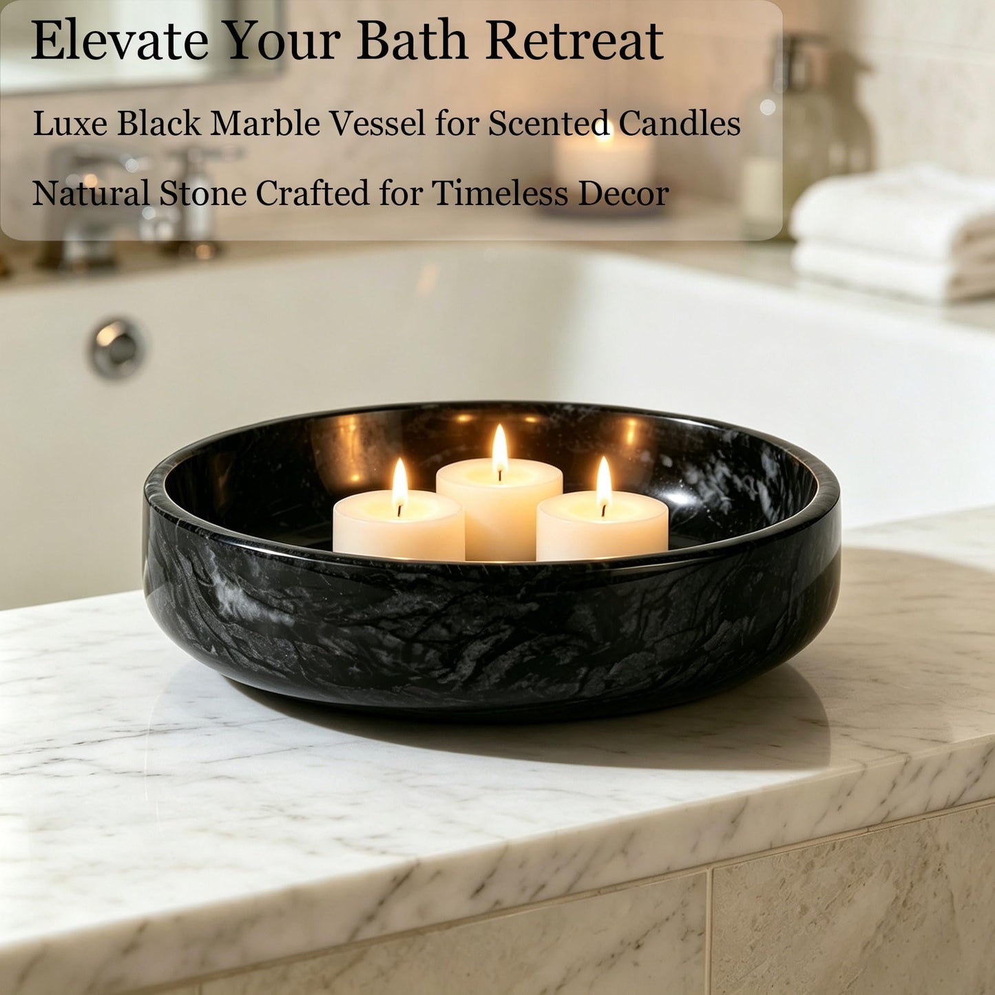 NEAMVCT Natural Marble Decorative Bowl - Hand-Polished Stone Catchall Tray for Coffee Table Centerpiece, Entryway Key Holder, Jewelry Dish, Candle Holder & Home Decor Accent