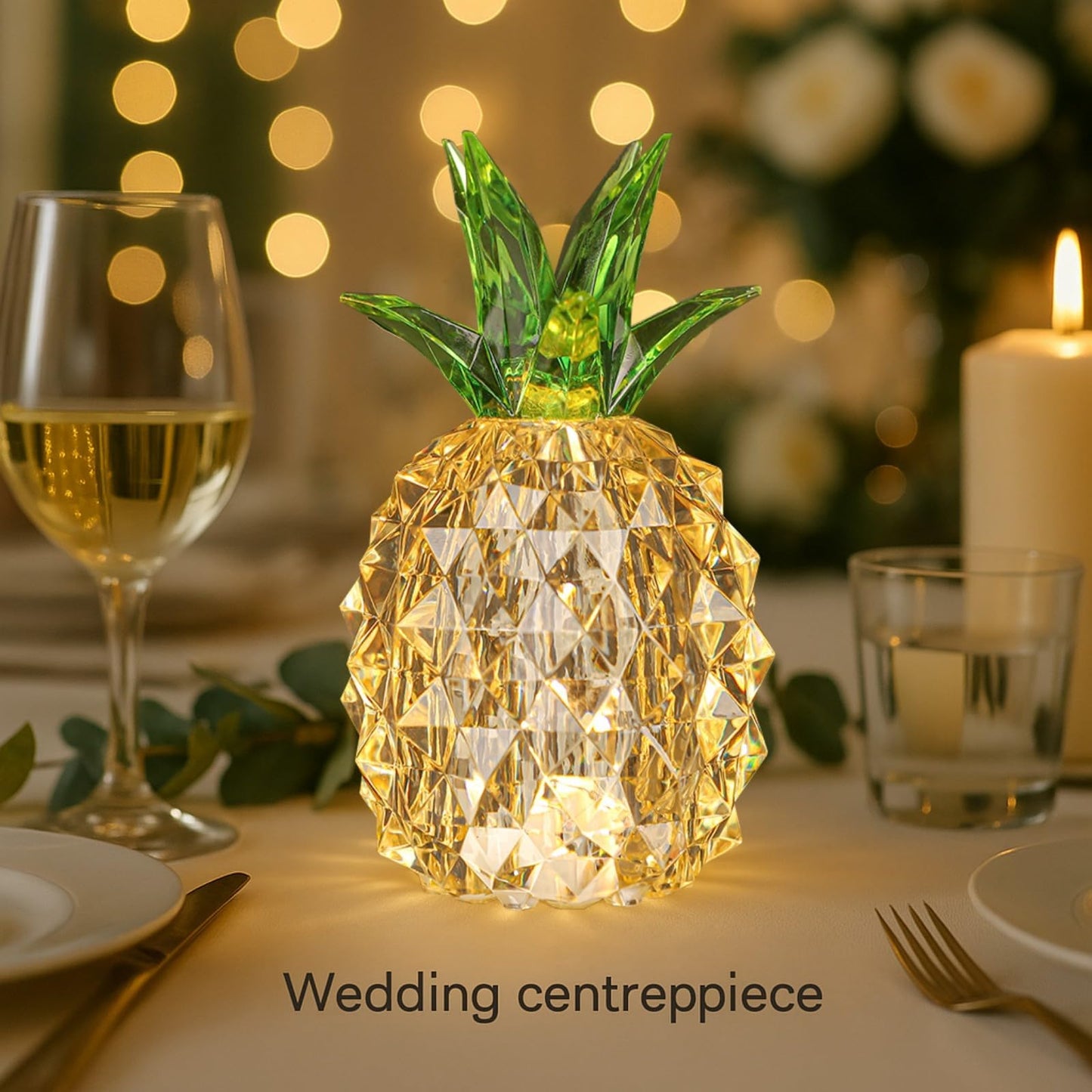 Pineapple Baby Night Light for Nursery, Battery Powered Pineapple Lamp for Home Living Room Bedroom Kitchen Office Decor, Crystal Tropical Decor Valentines Day Birthday Gifts for Him Her Kids Women