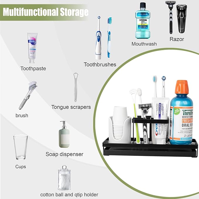Toothbrush Holders for Bathrooms, Carbon Steel Tooth Brushing Holder Electric