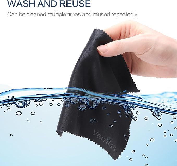 Vemiss 6 Pack Microfiber Glasses Cleaning Cloth, Wipes Lens Eyeglasses & Screens