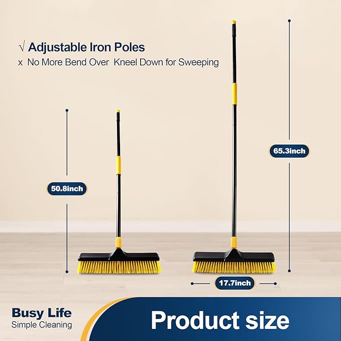 Yocada 18 Inch Push Broom Heavy-Duty Outdoor Commercial Broom Brush Stiff