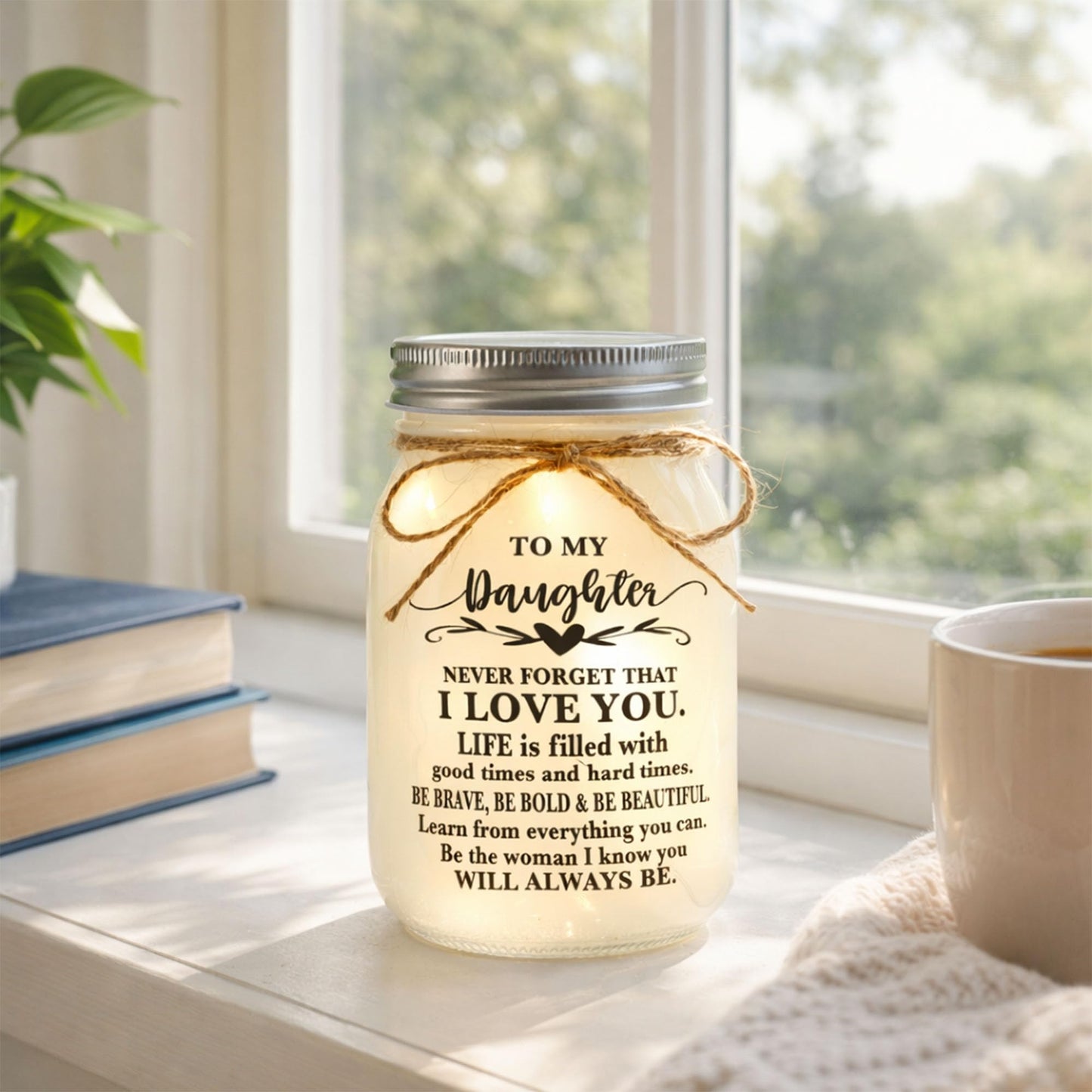 Daughter Gifts from Mom - to My Daughter Mason Jar Night Lights, Daughters Birthday Gifts from Mom and Dad, Wedding Gift Graduation Gift for Daughters