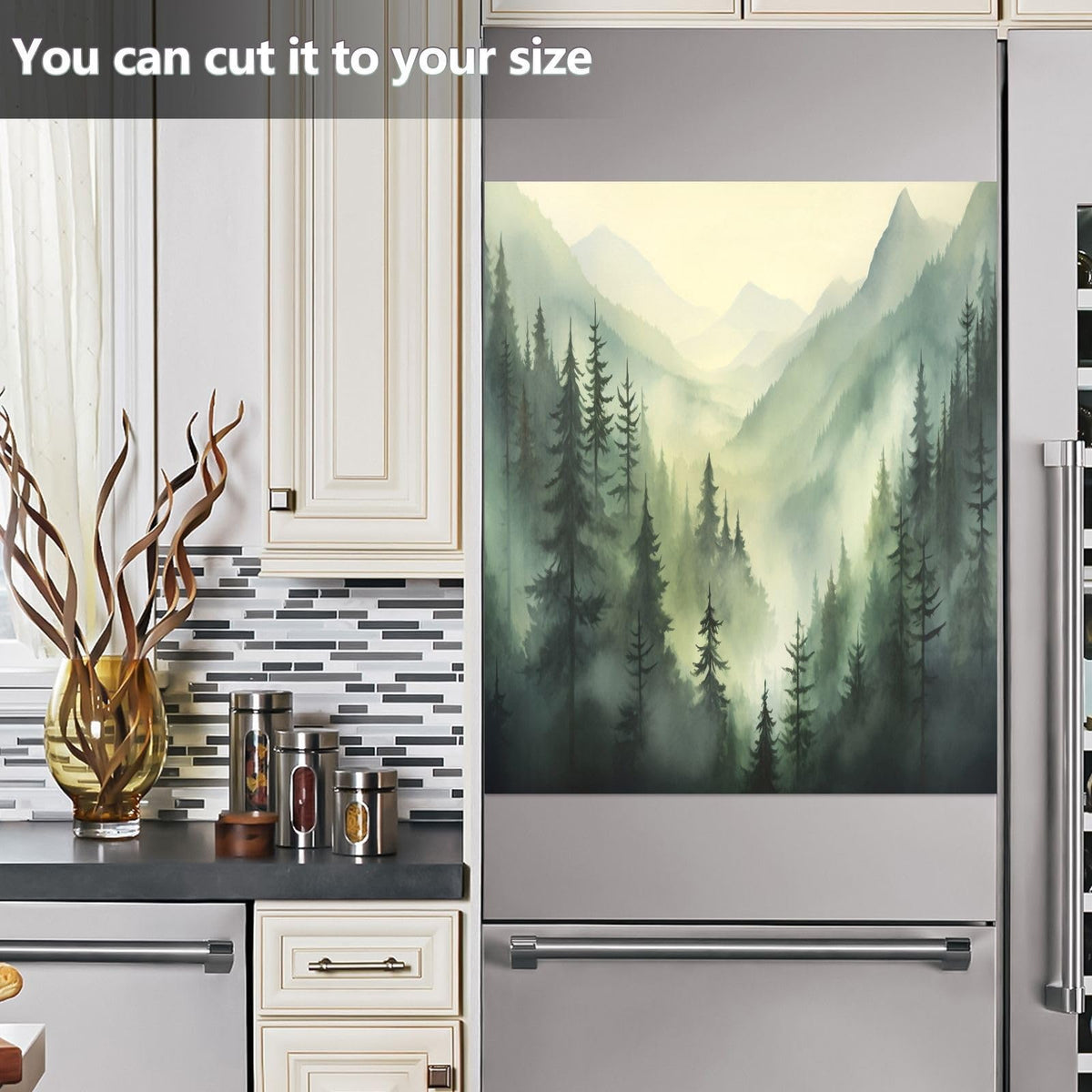 Bulletgxll Watercolour Forest Dishwasher Magnet Cover Decorative Magnetic Dishwasher Front Door Cover Refrigerator Magnet Sheet Sticker for Home Kitchen Decor, 23 x 26 Inch