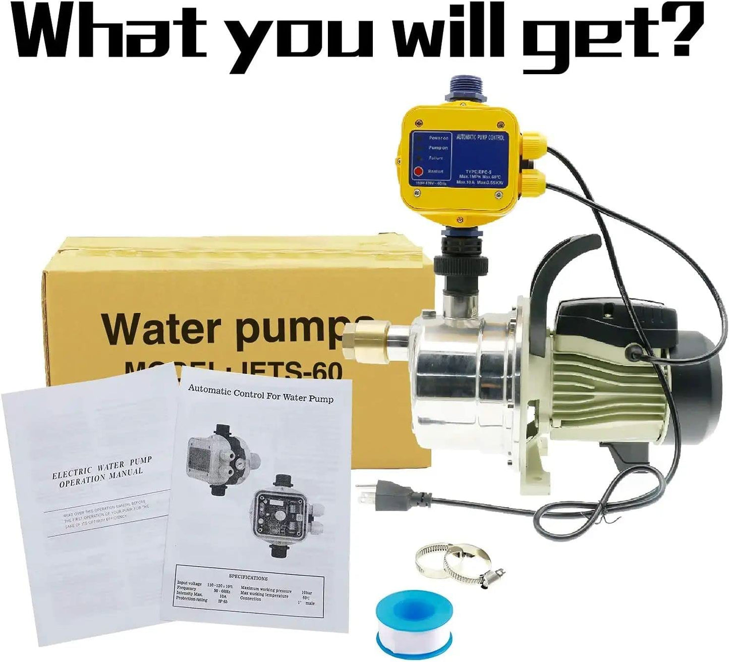 3/4 HP Water Pressure Booster Pump for Home Automatic Water Pump Electric 17 GPM Shallow Well Jet Pump 110v Garden Hose Pressure Booster Pump High Volume Lawn Sprinkler Water Transfer Pump