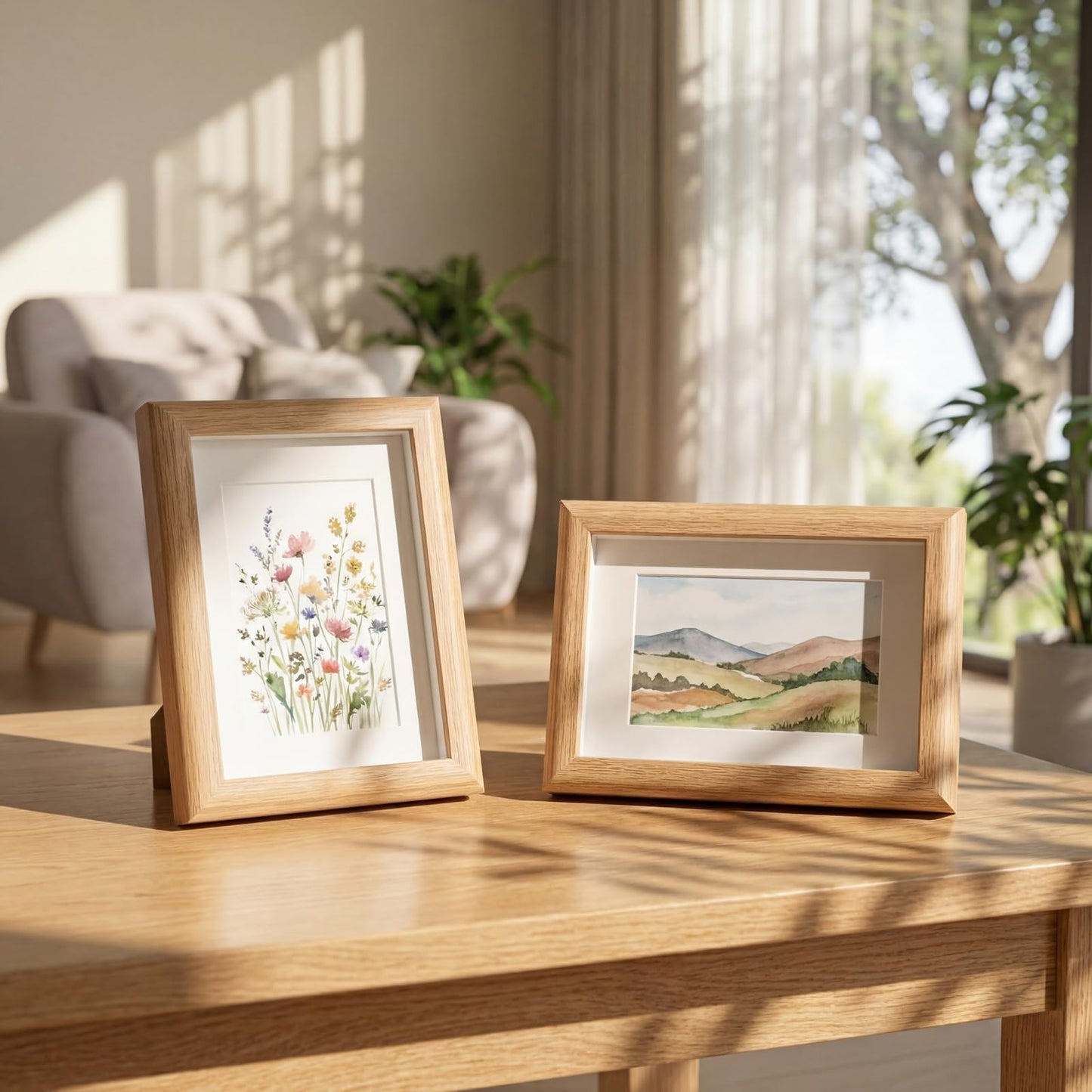 4 Pcs 4x6 Shadow Box Picture Frames Matted to 3.5x5 Small Wooden Photo Frames Tabletop Wall Display Natural Wood Decor Family Memories Gift with Acrylic Glass, Desktop Photo Stand Home Decor (Wood)
