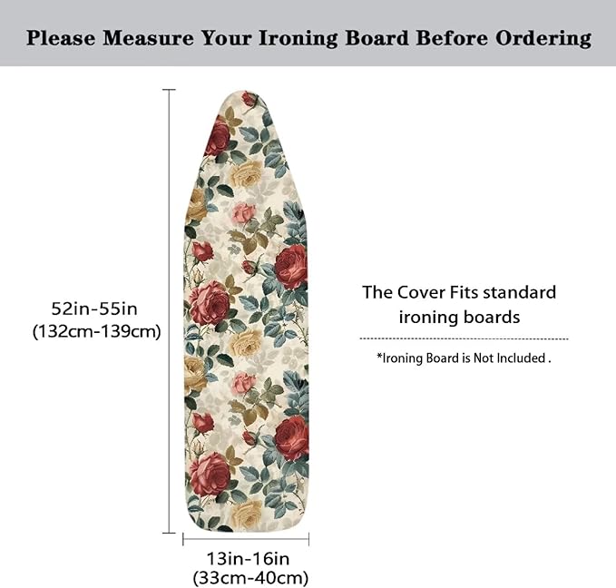 Vintage Rose Ironing Board Padded Cover Dust Covers Stretchable Iron Board