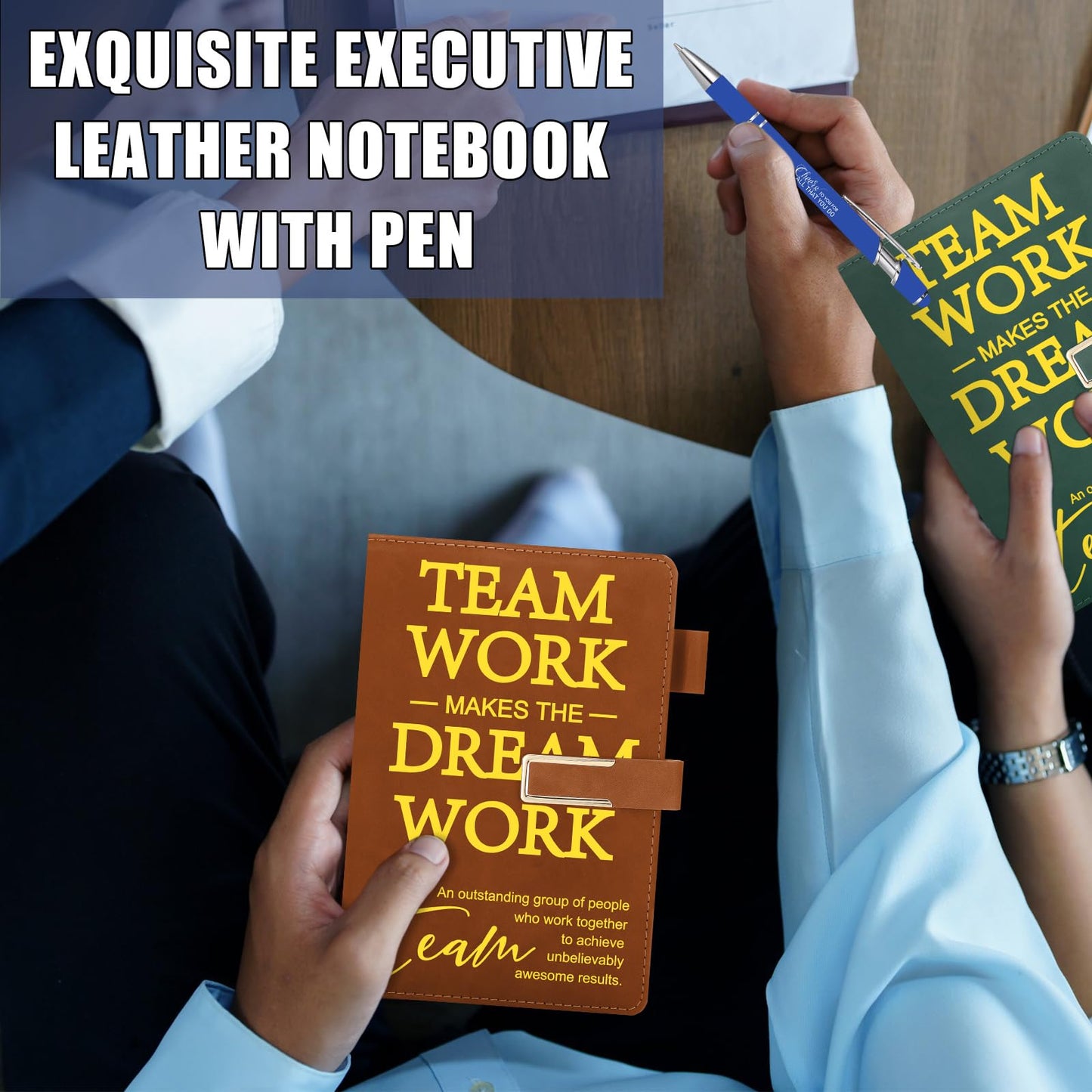 Chuangdi 20 Pcs/10 Sets Team Employee Appreciation Gift Bulk Teacher Nurse Week Gifts A5 Leather Inspirational Notebook and Metal Ballpoint Pen for Social Worker Secretary Coworker Staff(Multicolor)