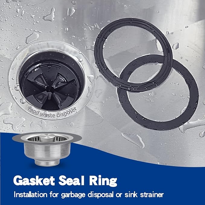 RQYEKDO 2PC Kitchen Sink Strainer Seal Rings, Fits Standard 3-1/2 inch Sink