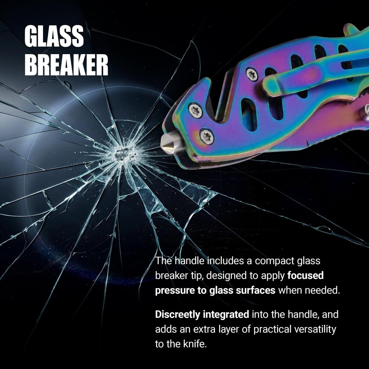 Legal Rainbow Pocket Knife with Glass Breaker Seatbelt Cutter - 2.68 Inch Sharp Serrated Blade - Cute Small Folding Womens Knives for Self Defense EDC Camping - Birthday Gifts for Women - 6655 R