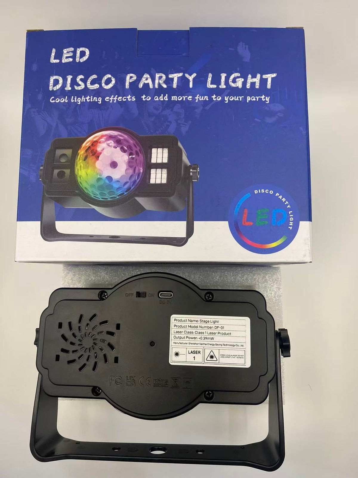 3-in-1 Disco Ball Party Lights, Sound Activated DJ Strobe Light with 60 Patterns, USB Powered Disco Light Projector for Room Decor, Glow Party Supplies, Birthday, Christmas, Halloween