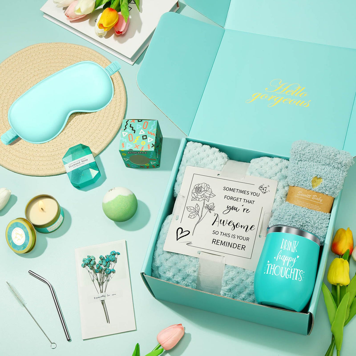 Mothers Day Gifts for Mom Wife Grandma Daughter Friends Sister, Happy Birthday Gifts for Women Mom Her Friend Sister Wife Grandma, Self Care Gift Get Well Relaxing Spa Gift Basket Set