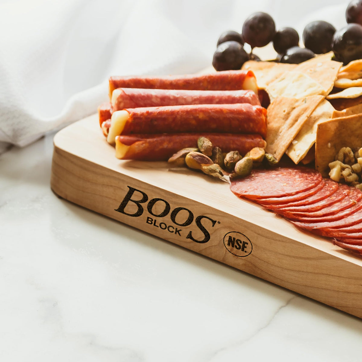 John Boos Chop-N-Slice Series Rectangular Maple Cutting Board, 16" x 10" x 1", 4.5 lb – Reversible Edge-Grain Butcher Block, Made in the USA
