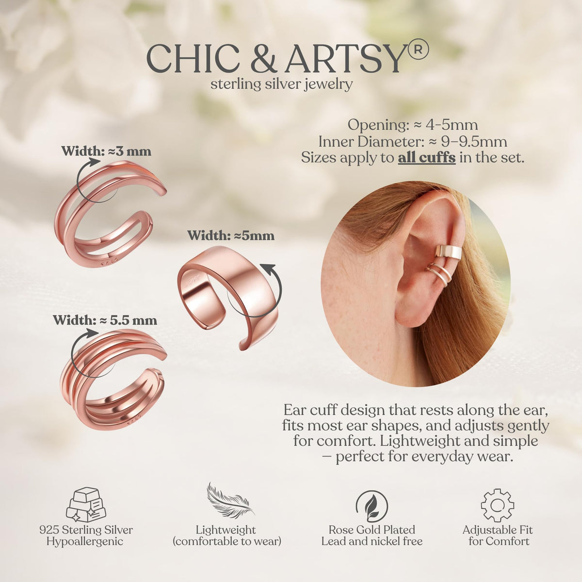 Ear Cuffs 18K Gold Plated 925 Sterling Silver Ear Cuff Earrings for Women Clip on Earrings Non Piercing Earrings Small Cartilage Cuffs Conch Earrings Set