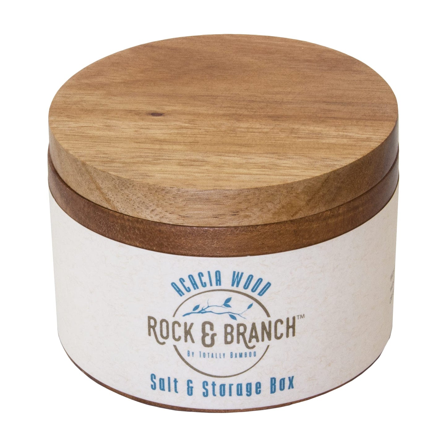Totally Bamboo Rock & Branch Acacia Wood Salt Cellar Storage Box with Magnetic Swivel Lid, 6 Ounce Capacity