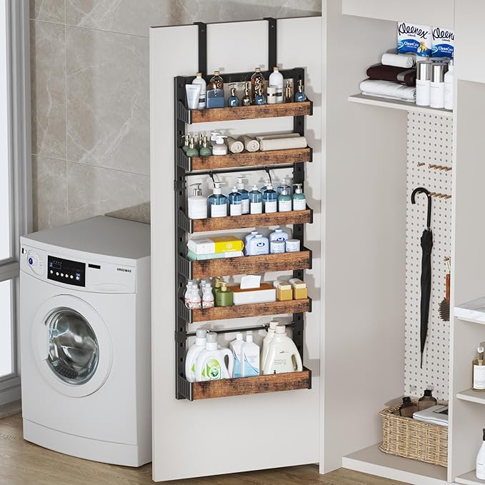 6-Tier Over The Door Pantry Organizer, Heavy-Duty Metal Wall Mount or Hanging