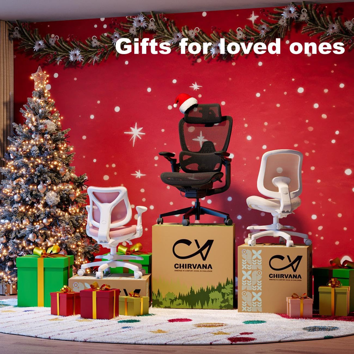 chirvana Ergonomic Office Chair, Big and Tall Home Desk Chair with Adjustable 3D Lumbar Support, 5D Armrest, 4D armrests, Mesh Computer Chair,90-130°Tilt, Model Zen (All Black)