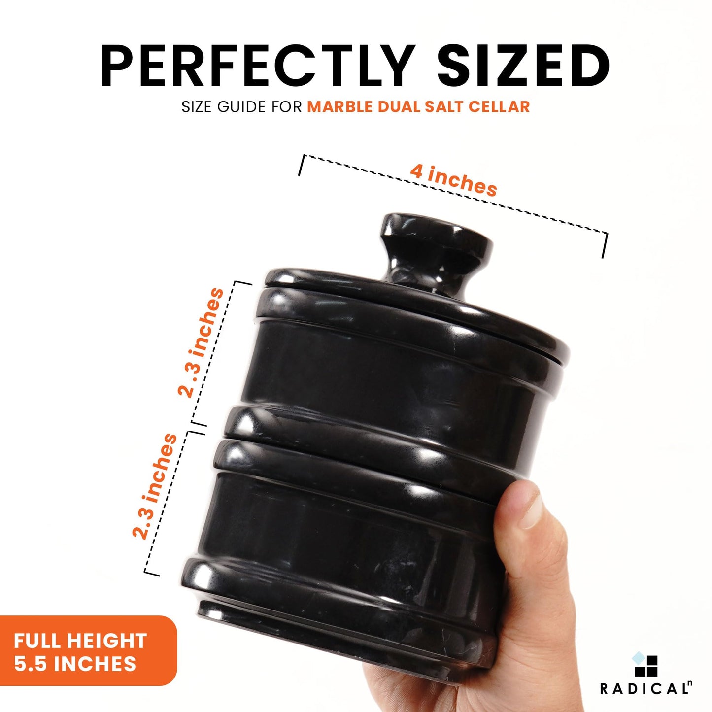 Radicaln Handmade Marble Black 5.5β Dual Salt Cellar With Lid β 2.3β Each Salt and Pepper Bowls Kitchen Container Storage Set β Ideal for Jewelry, Butter Keeper, Sugar & kitchen DΓ©cor