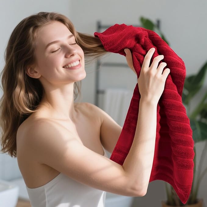 Jacquotha Red Hand Towels for Bathroom Ribbed